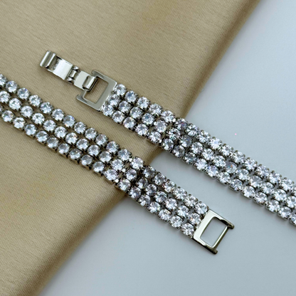 Triple Row Round Cut Crystal Bracelet
