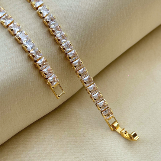 Square Cut Crystal Tennis Bracelet
