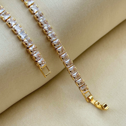 Square Cut Crystal Tennis Bracelet