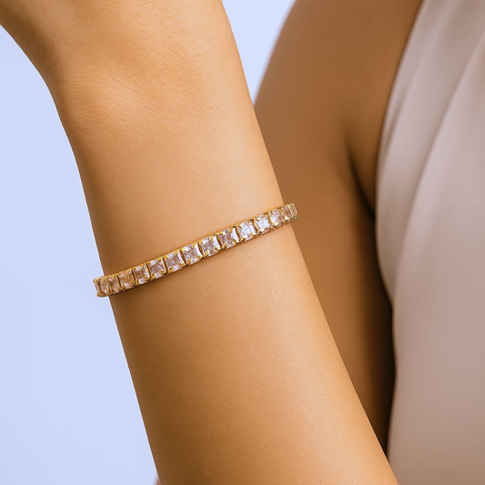 Square Cut Crystal Tennis Bracelet
