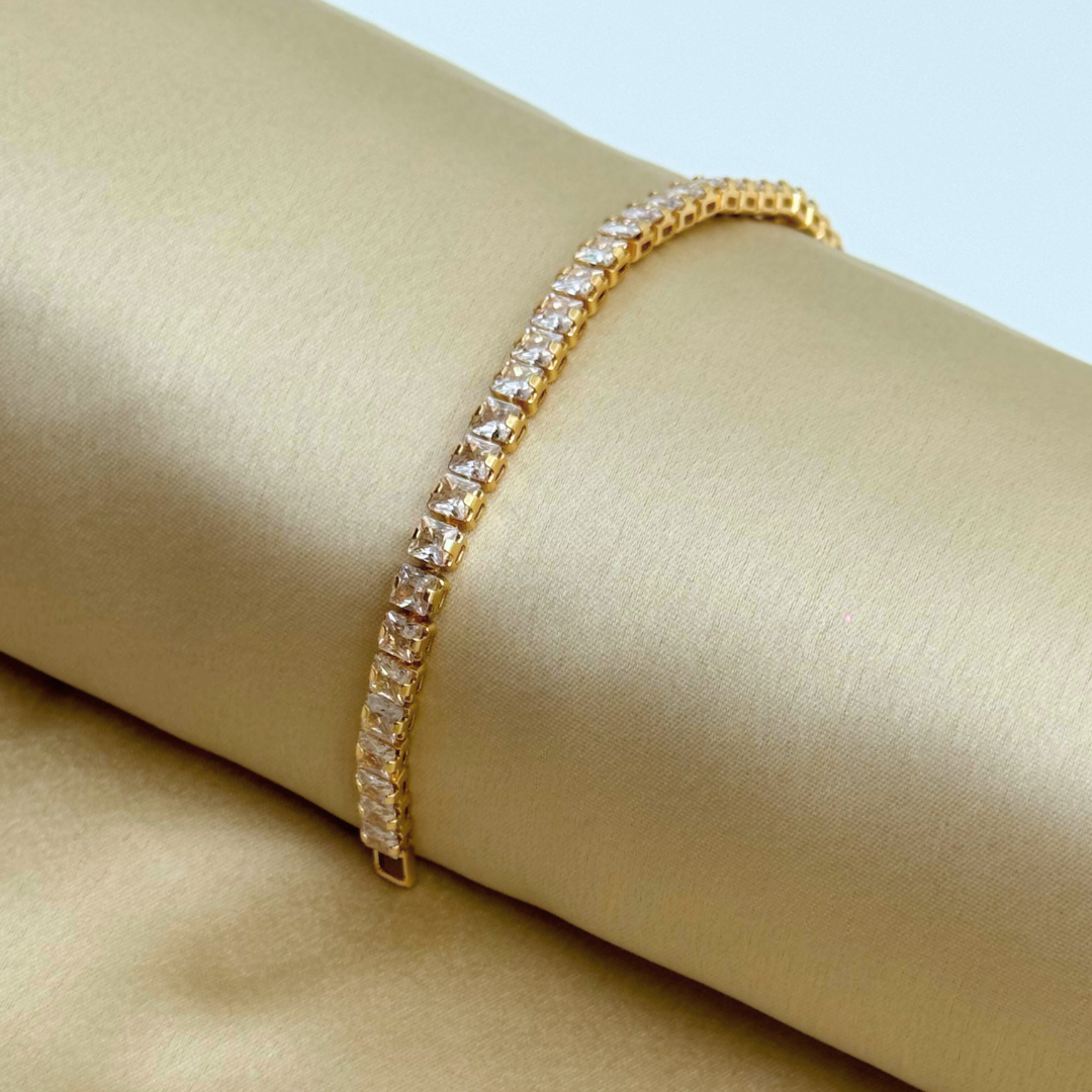 Square Cut Crystal Tennis Bracelet