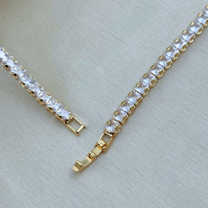 Square Cut Crystal Tennis Bracelet