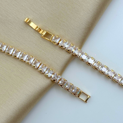 Square Cut Crystal Tennis Bracelet