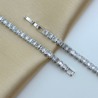 Square Cut Crystal Tennis Bracelet