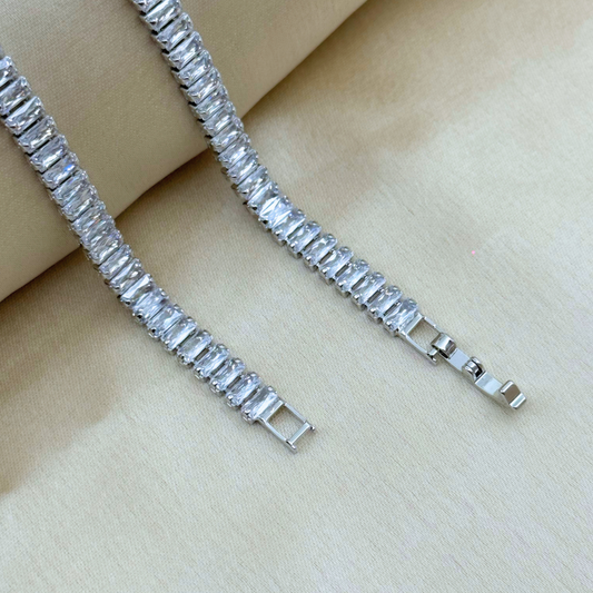 Emerald Cut Crystal Tennis Bracelet
