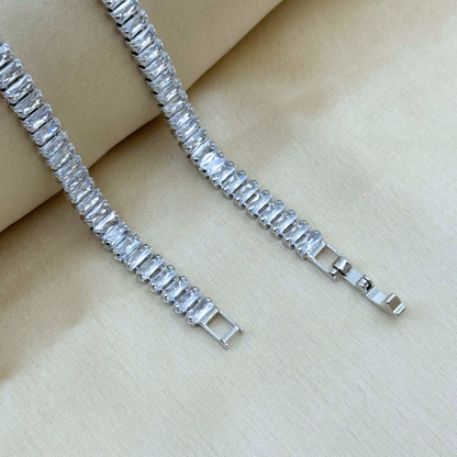 Emerald Cut Crystal Tennis Bracelet