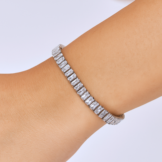 Emerald Cut Crystal Tennis Bracelet