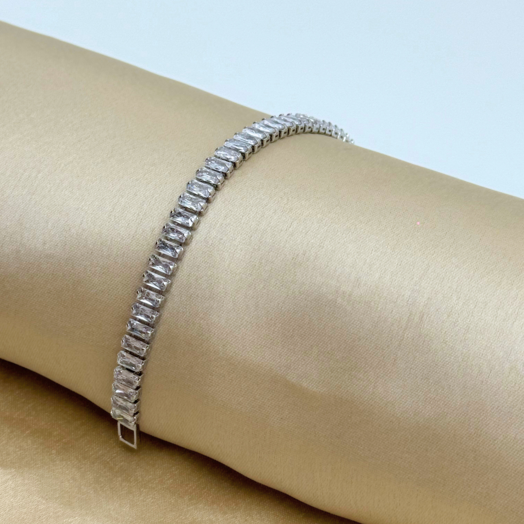 Emerald Cut Crystal Tennis Bracelet