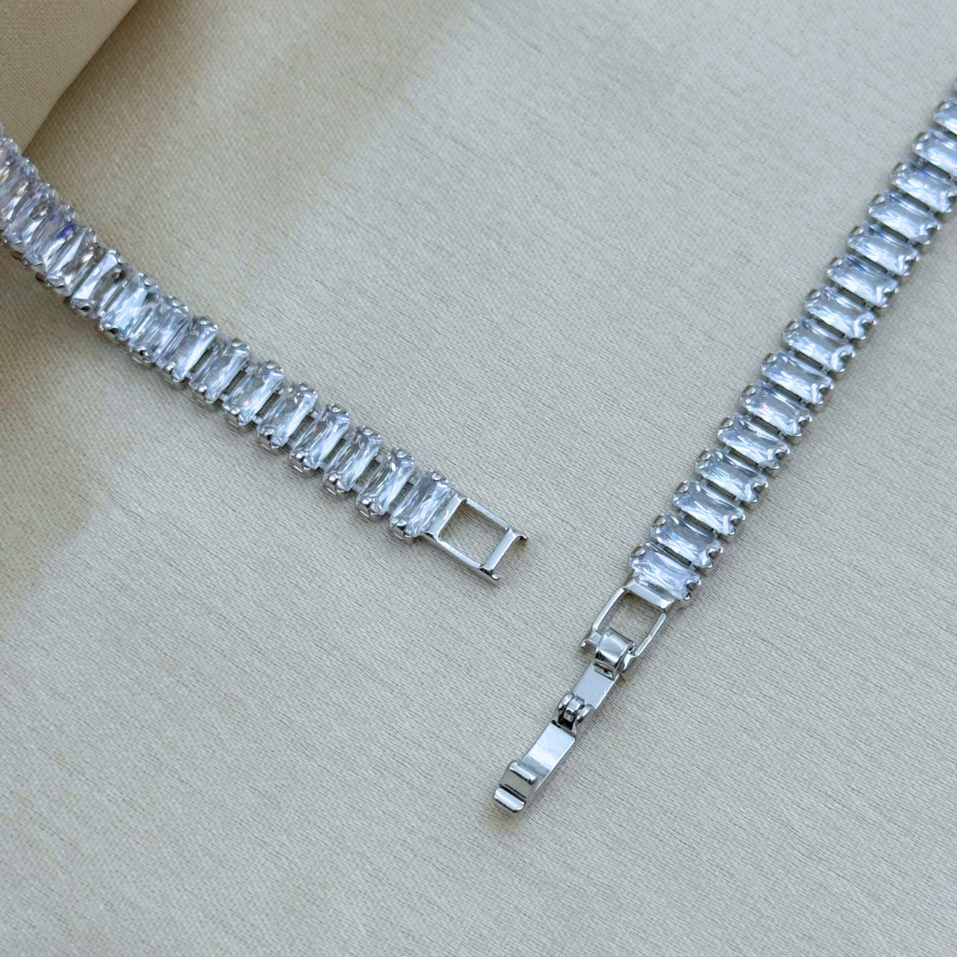 Emerald Cut Crystal Tennis Bracelet