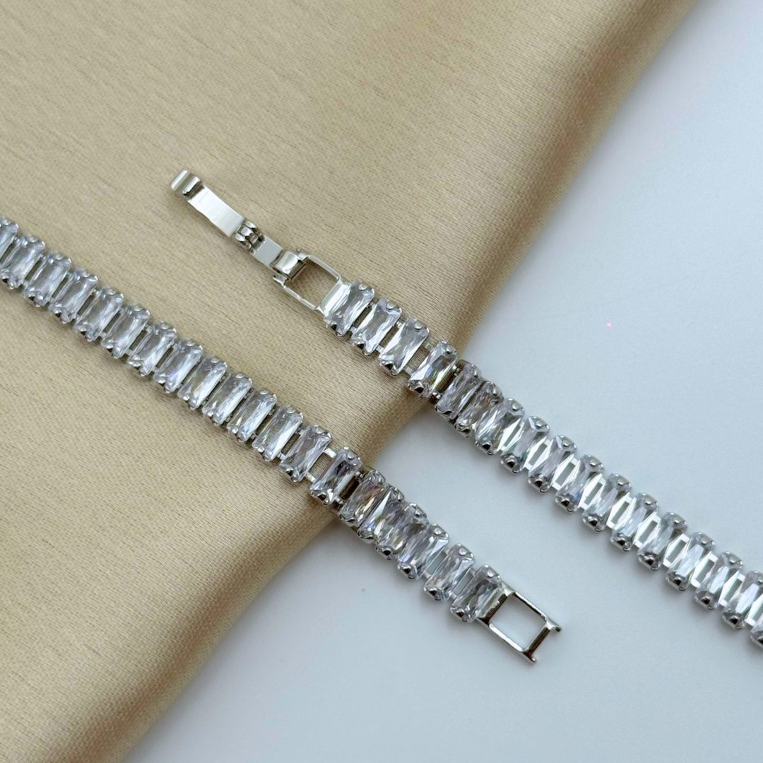 Emerald Cut Crystal Tennis Bracelet