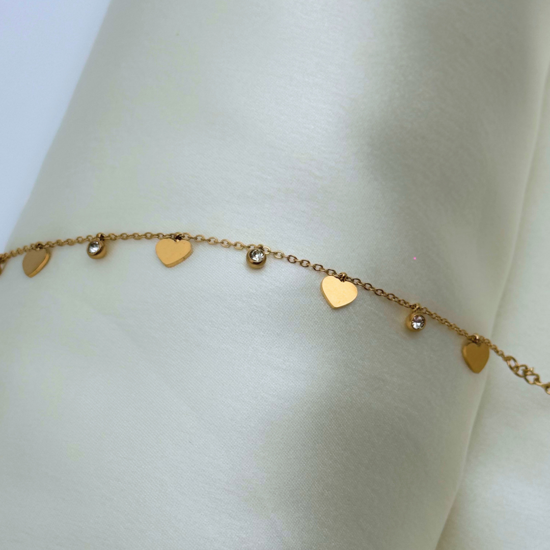 Heart & Crystal Charm Bracelet