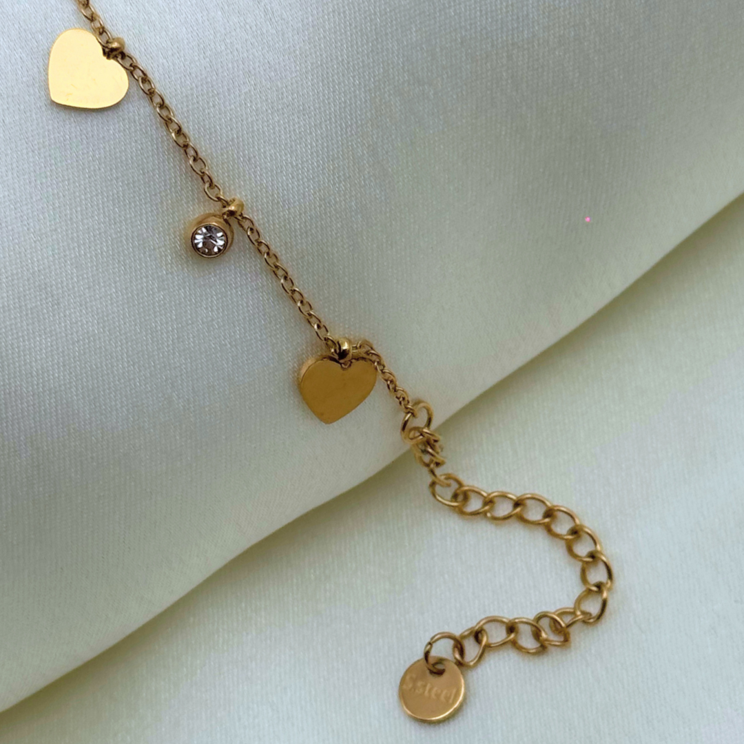 Heart & Crystal Charm Bracelet