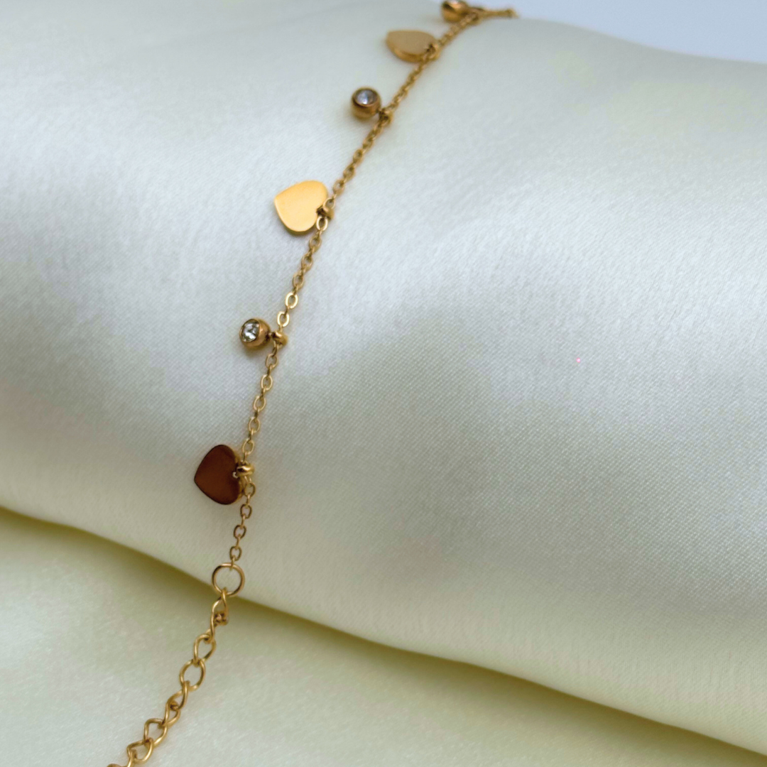 Heart & Crystal Charm Bracelet