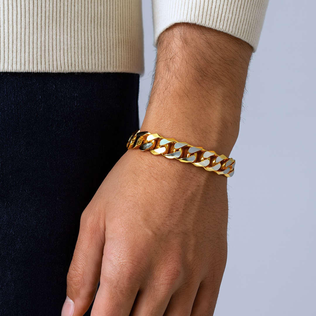 Dual-Tone Cuban Link Men’s Bracelet