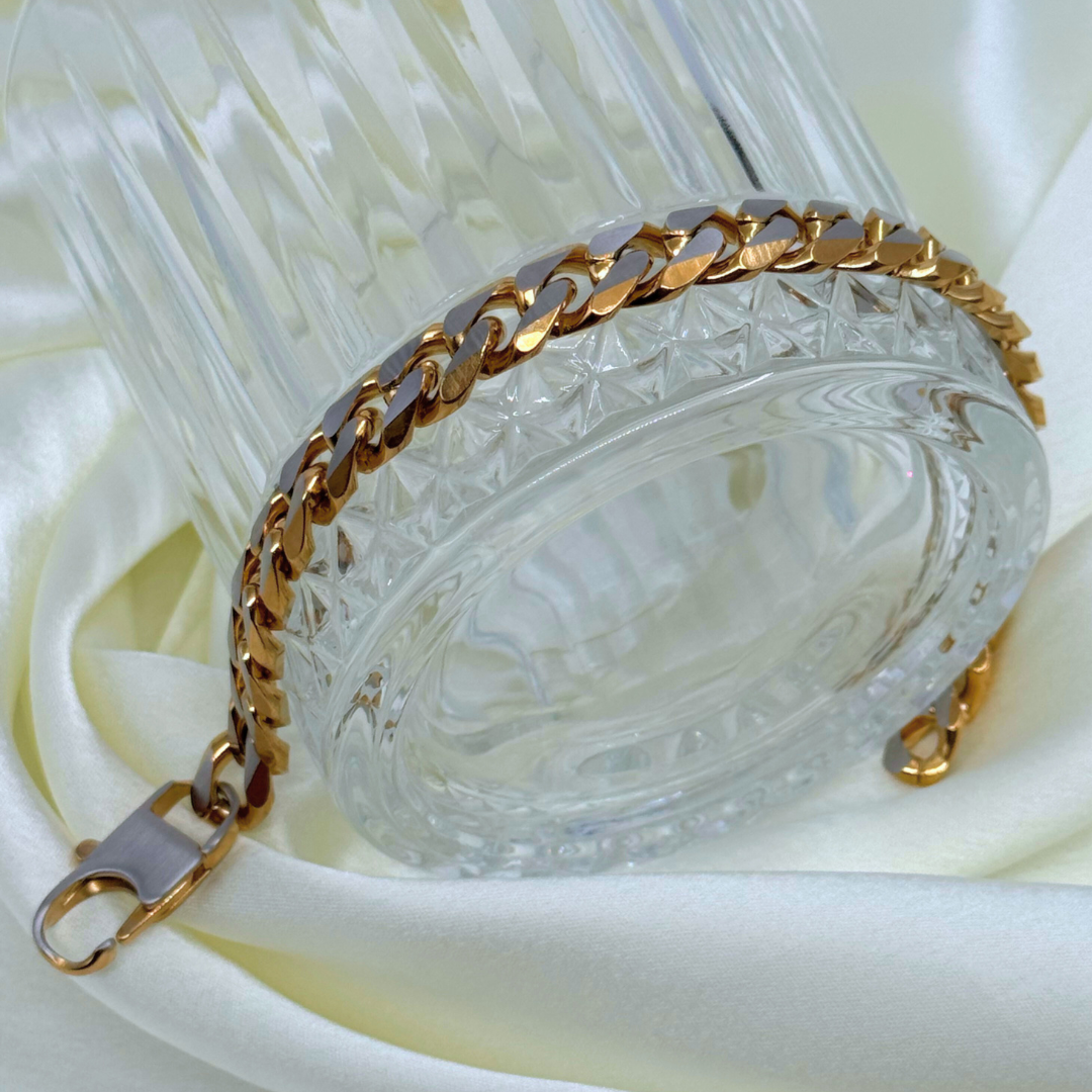 Dual-Tone Cuban Link Men’s Bracelet