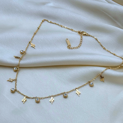 Snake Charm & CZ Drops Necklace