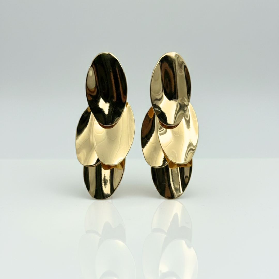 Layered Disc Drop Earrings