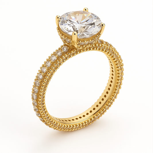 Designer Solitaire Pave Band Ring